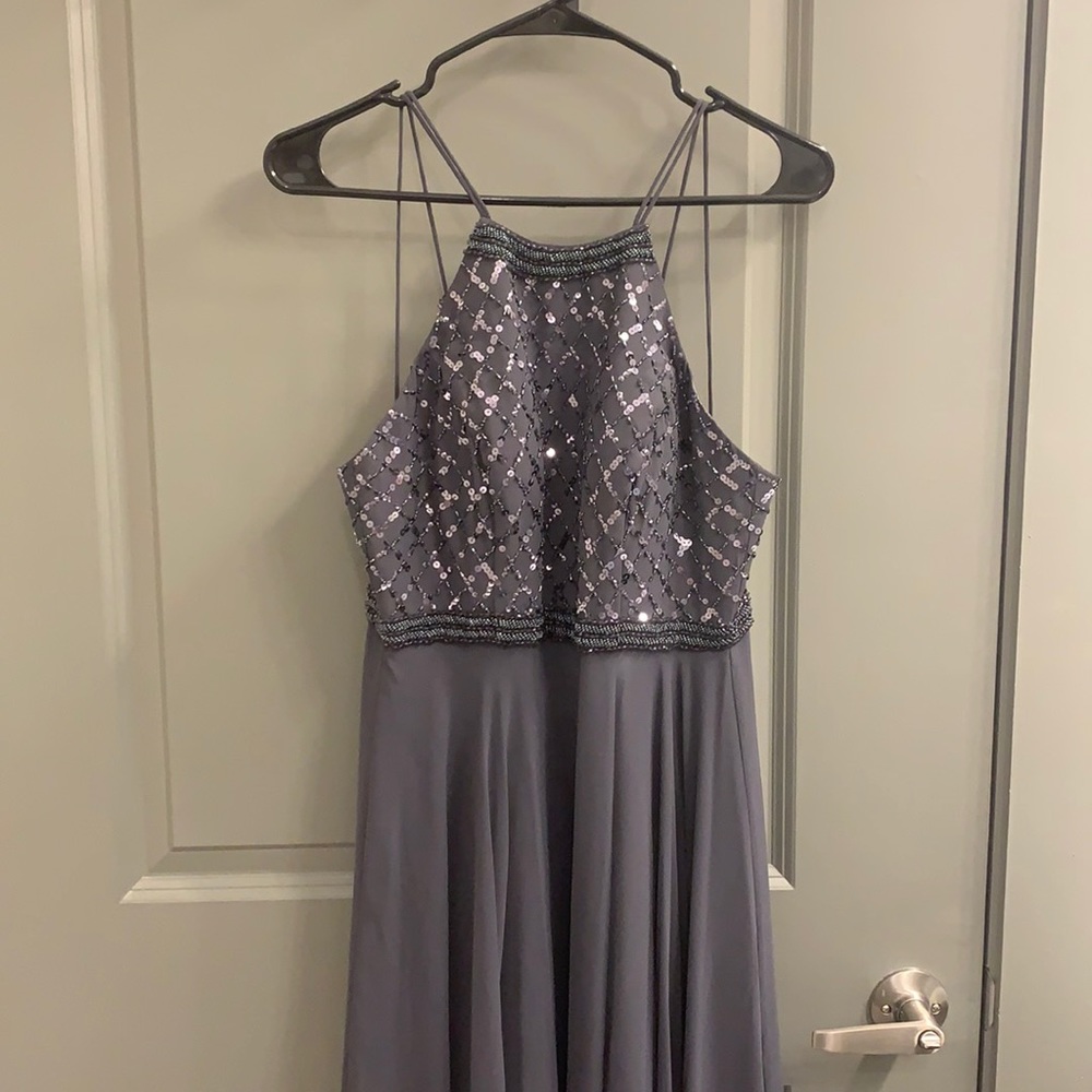WORN ONCE - charcoal long formal dress